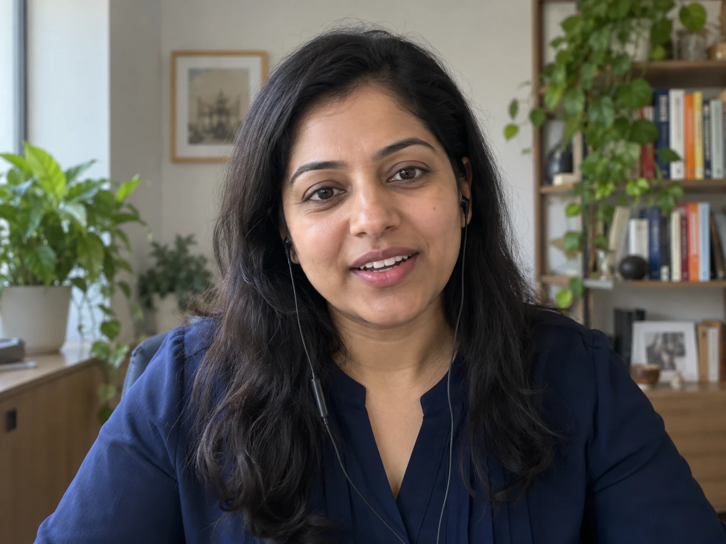 Researcher speaking on a video call