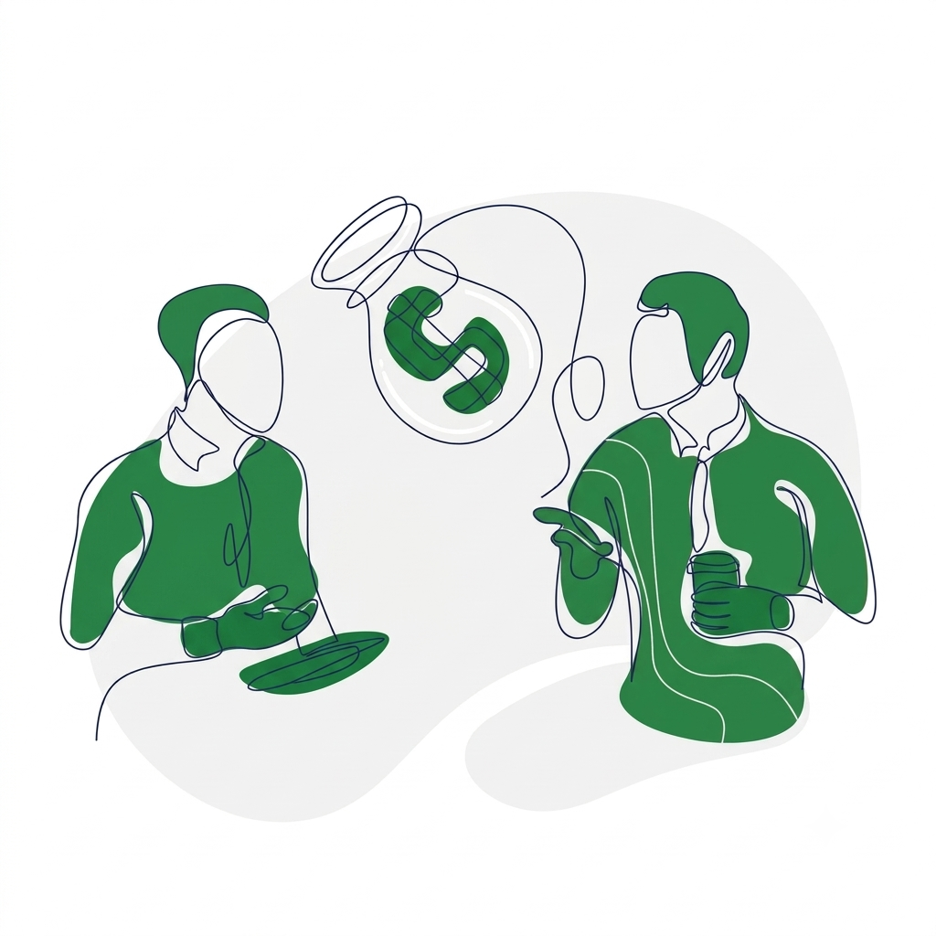 Illustration of people sharing a referral reward